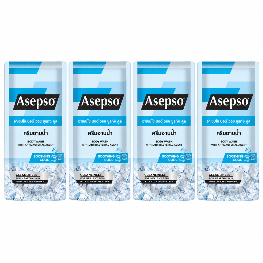 Asepso Soothing Cool Body Wash Refill — 4 retail pouchs of 400 ml