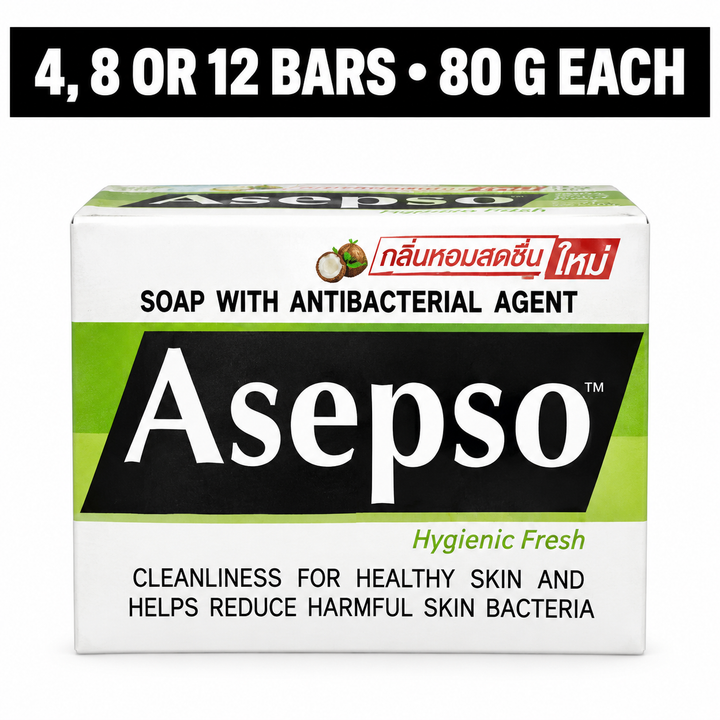 Asepso Hygienic Fresh soap 80 g, packs of 4, 8 or 12