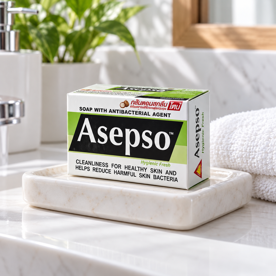 Asepso Hygienic Fresh antibacterial soap bathroom view