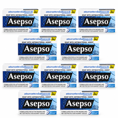 Asepso Sport soap 80 g, 10 individually boxed bars on a white background