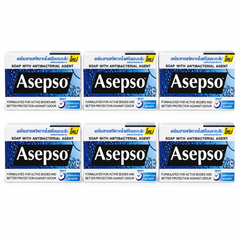 Asepso Sport soap 80 g, 6 individually boxed bars on a white background