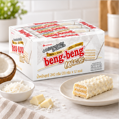 Beng-Beng White chocolate coconut wafer serving