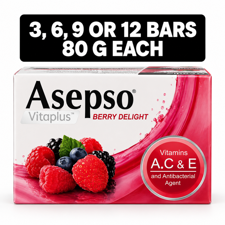Asepso Vitaplus Berry Delight soap packs 3 6 9 or 12 bars