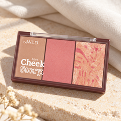 beWiLD Cheek Story, shade 01 Rosy, on a sunlit beauty vanity