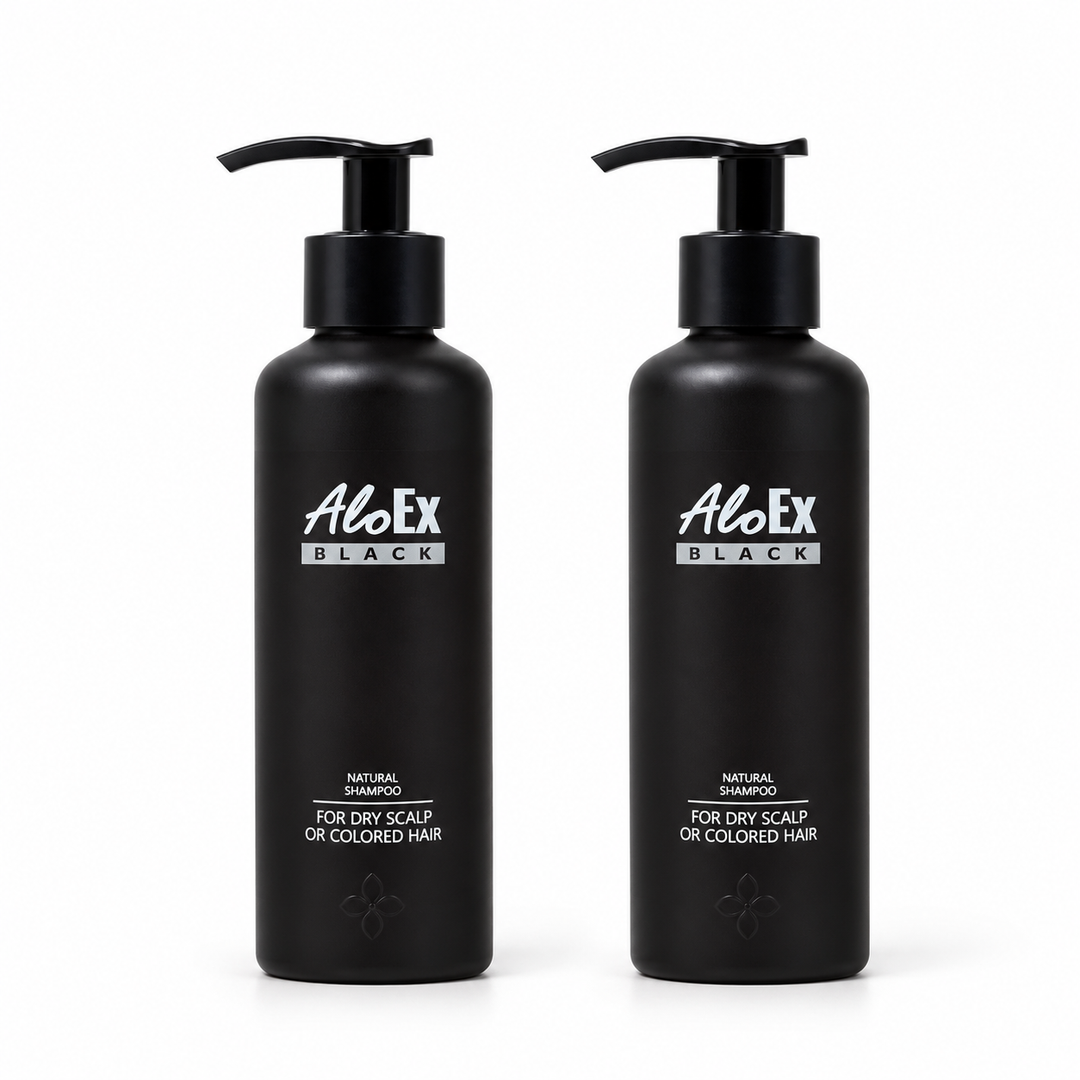 AloEx black shampoo200; 2 retail units sold, 2 physical containers shown