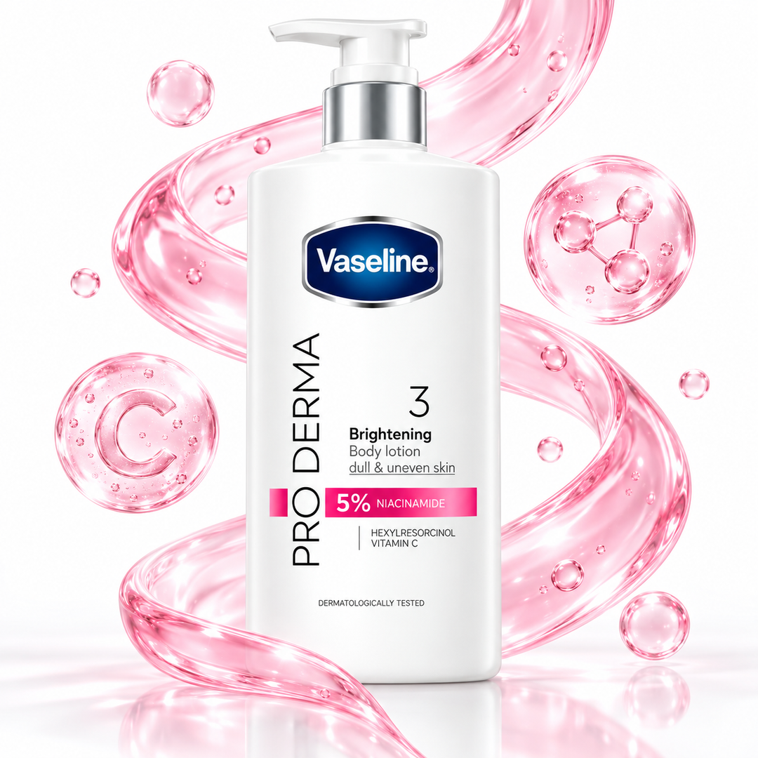 Vaseline Pro Derma Brightening body lotion detail