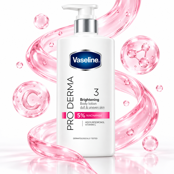 Vaseline Pro Derma Brightening body lotion detail
