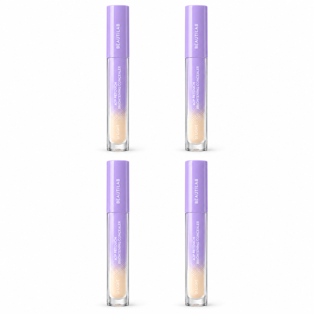 BEAUTILAB A2P Retouch Brightening Concealer — 01 Light — 4 Tubes | 2.5 g Each – 4 complete retail units
