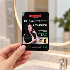 Carebeau Hair Color Shampoo Natural Black — product lifestyle photograph