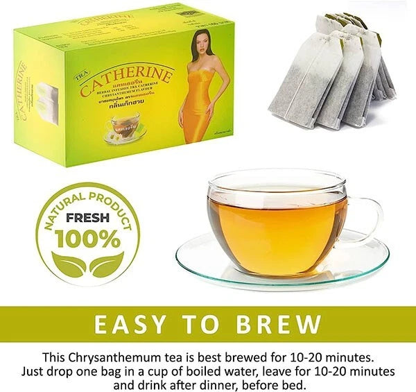 Catherine Detox & Slimming Herbal Tea – Natural Weight Balance & Daily Cleanse, 2 boxs + 1 Tea Spoon, ,  (64 Tea Bags)