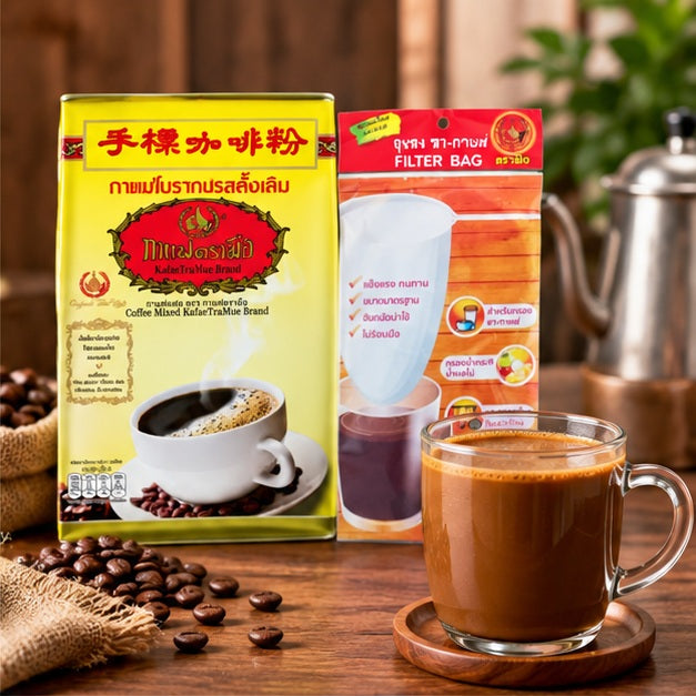 ChaTraMue Coffee Mix 1 kg with Filter Bag serving suggestion