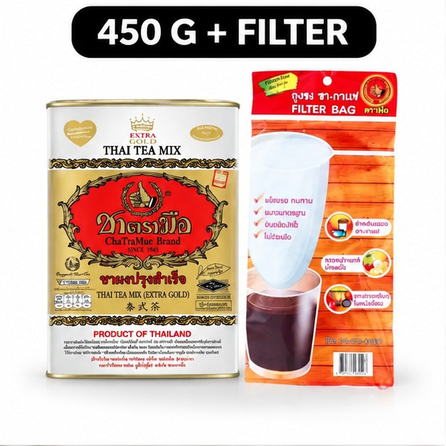 ChaTraMue Thai Tea Mix Extra Gold 450 g with Filter