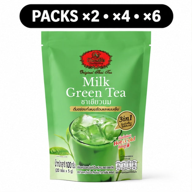 ChaTraMue Milk Green Tea 3-in-1 100 g — 2, 4 or 6 Pouches