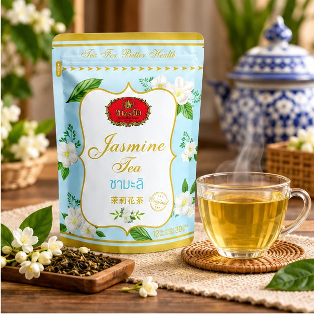 ChaTraMue Jasmine Tea 30 g — 2, 4 or 6 Pouches serving suggestion
