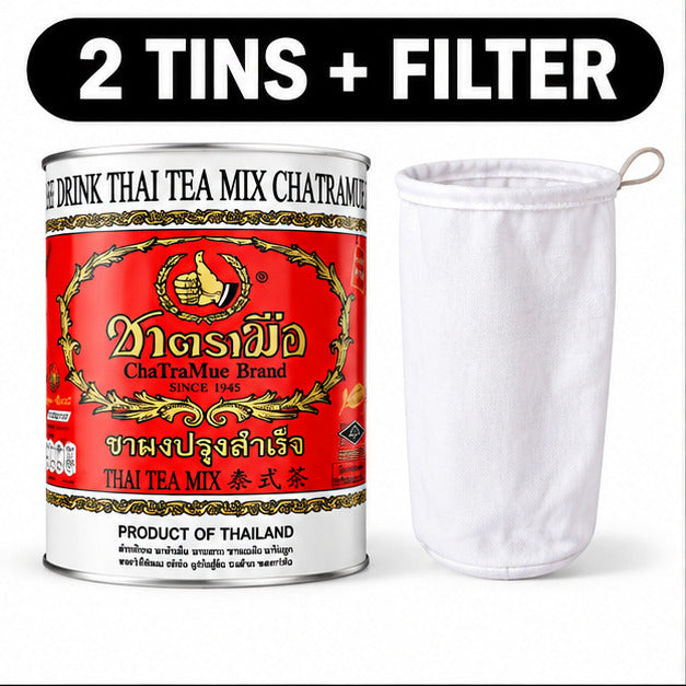 ChaTraMue Original Thai Tea Mix 450g – 2 Tins + Filter — cover