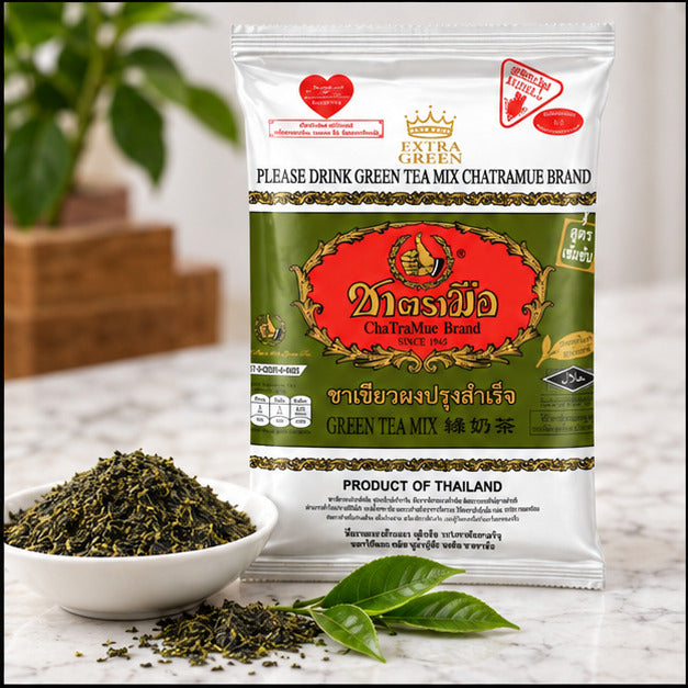 ChaTraMue Extra Green Tea Mix 180g – Bags + Filter — detail