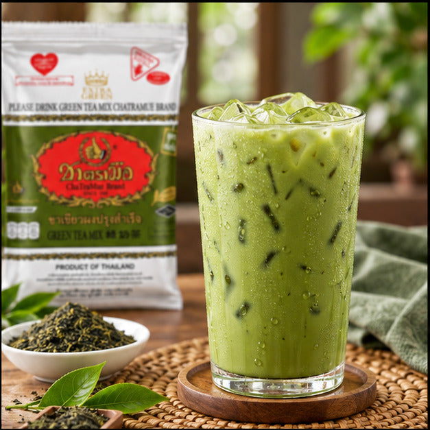 ChaTraMue Extra Green Tea Mix 180g – Bags + Filter — lifestyle