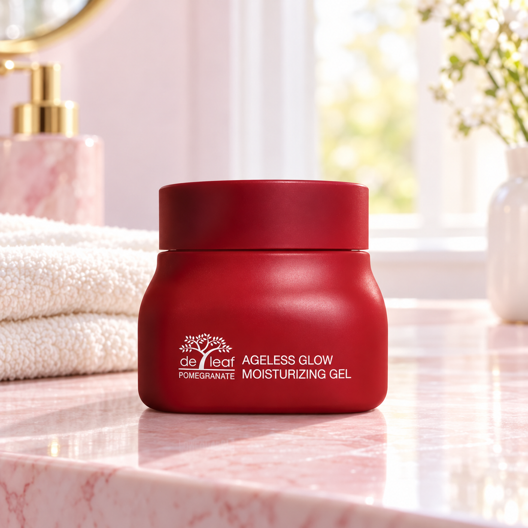 De Leaf Pomegranate Ageless Glow Moisturizing Gel 40 g — supporting product image; pack contents stated in title