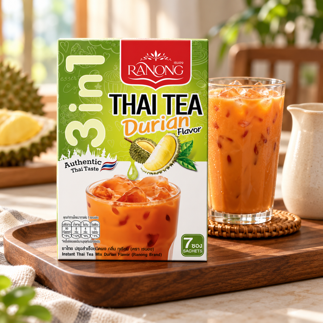 Ranong Tea Durian Thai Tea Mix 7 Sachets × 20 g (140 g per Pack) — tea tray