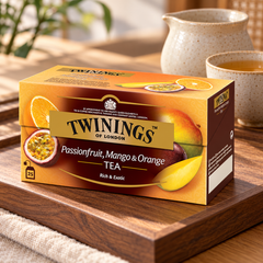 Twinings Passion Fruit, Mango & Orange Flavoured Tea 25 Tea Bags × 2 g (50 g per Pack) — tea tray