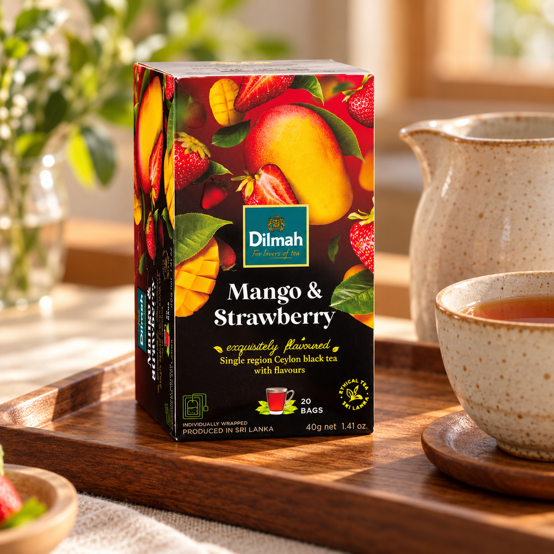 Dilmah Fruit Fun Mango & Strawberry Tea 20 Tea Bags × 2 g (40 g per Pack) — supporting product image; pack contents stated in title