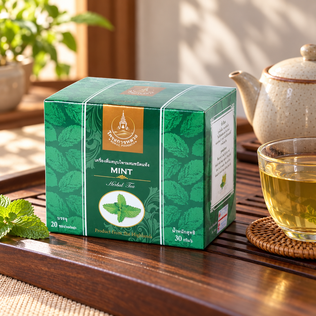 Royal Project Mint Herbal Infusion 20 Tea Bags × 1.5 g (30 g per Pack) — tea tray