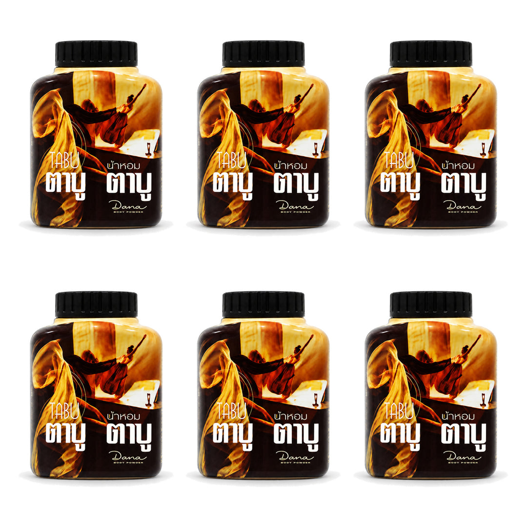 Tabu Fragrant Powder by Dana 30g | 6 Packs — 6 identical retail packages on a white background