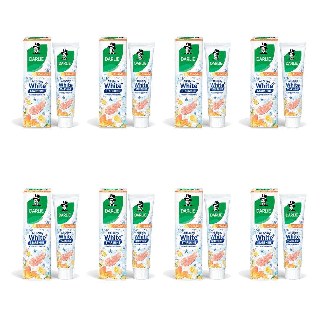Darlie All Shiny White Starshine Freesia Toothpaste 120 g | 8 Packs — 8 identical retail packages on a white background
