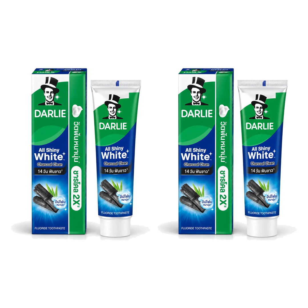 Darlie All Shiny White Charcoal Clean Toothpaste 140 g | 2 Packs — 2 identical retail packages on a white background