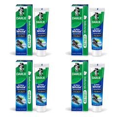 Darlie All Shiny White Charcoal Clean Toothpaste 140 g | 4 Packs — 4 identical retail packages on a white background