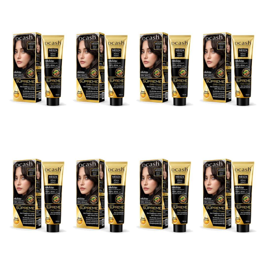 Dcash Master Supreme Color Cream ME024 — 100 ml | 8 Packs — 8 identical retail packages on a white background