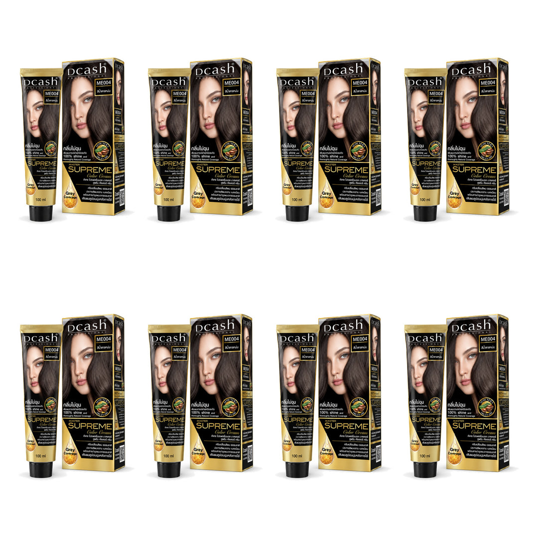 Dcash Master Supreme Color Cream ME004 — 100 ml | 8 Packs — 8 identical retail packages on a white background