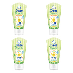 D-nee Organic Baby Sunscreen Lotion SPF46 PA++++ — 50 ml | 4 Packs — 4 identical retail packages on a white background