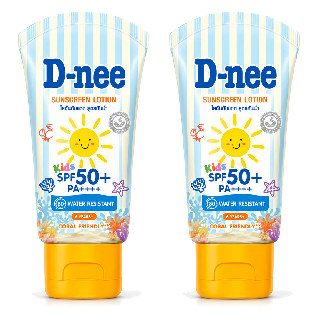 D-nee Kids Water Resistant Sunscreen SPF50+ PA++++ — 50 ml | 2 Packs — 2 identical retail packages on a white background