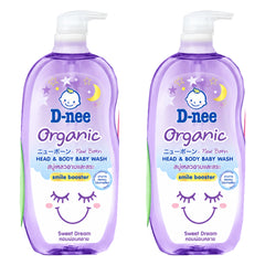 D-nee Organic Head & Body Baby Wash — 750 ml | 2 Packs — 2 identical retail packages on a white background; selected formula Sweet Dream