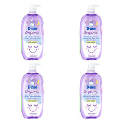 D-nee Organic Head & Body Baby Wash — 750 ml | 4 Packs — 4 identical retail packages on a white background; selected formula Sweet Dream