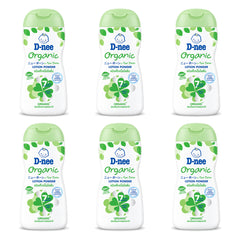 D-nee Organic Baby Lotion Powder — 180 ml | 6 Packs — 6 identical retail packages on a white background