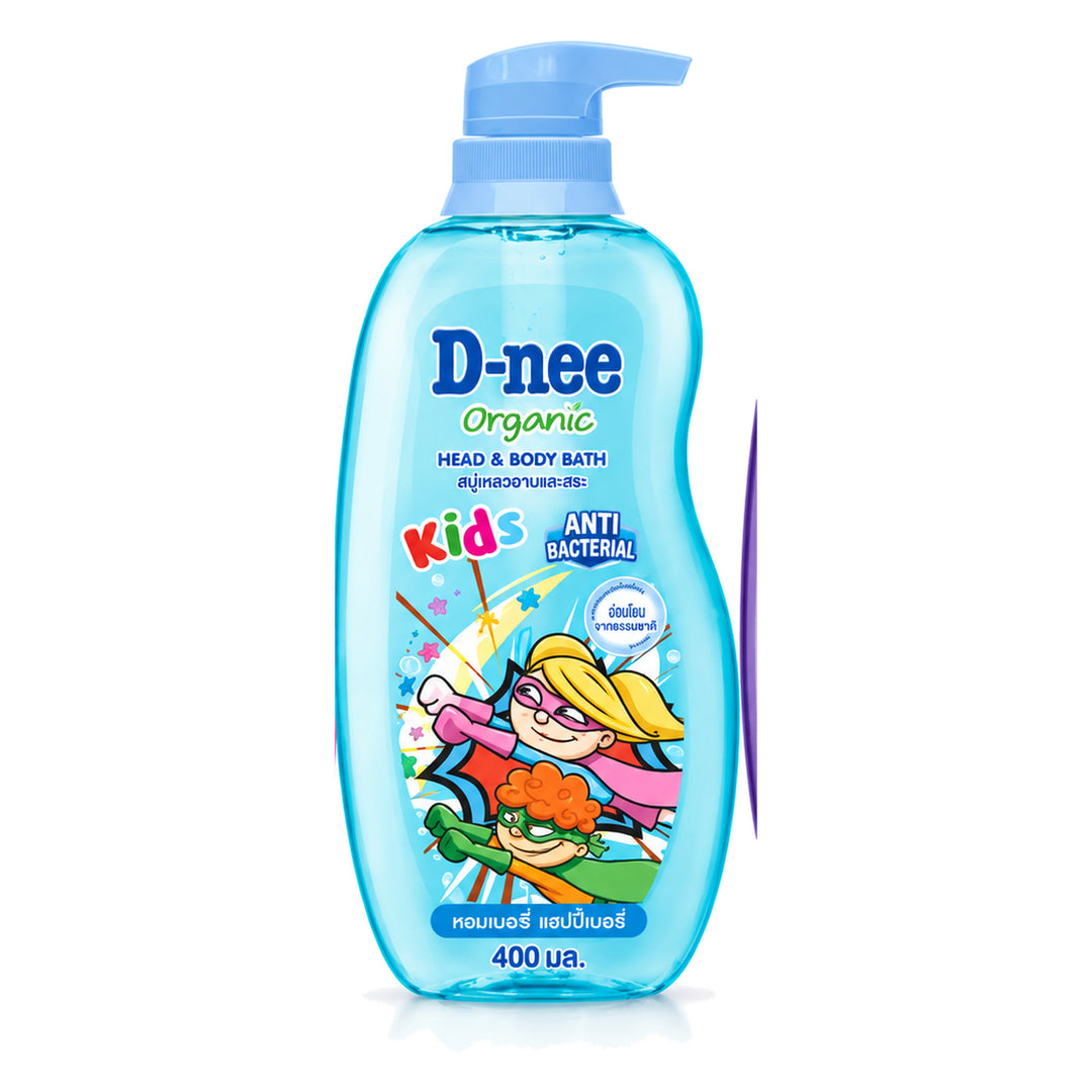 D-nee Kids Organic Head & Body Bath — 400 ml | 1 Pack — 1 identical retail packages on a white background; selected formula Happy Berry