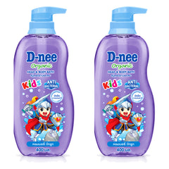 D-nee Kids Organic Head & Body Bath — 400 ml | 2 Packs — 2 identical retail packages on a white background; selected formula Berry Beetroot