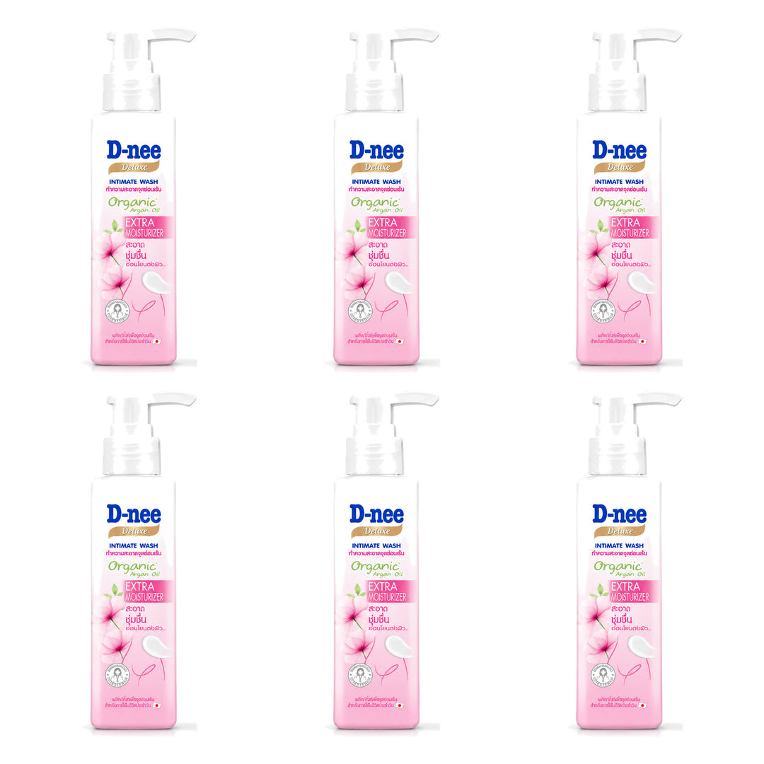 D-nee Deluxe Intimate Wash — 130 ml | 6 Packs — 6 identical retail packages on a white background; selected formula Extra Sensitive