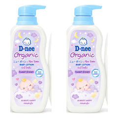 D-nee Organic Baby Lotion — 400 ml | 2 Packs — 2 identical retail packages on a white background; selected formula Sweet Dream