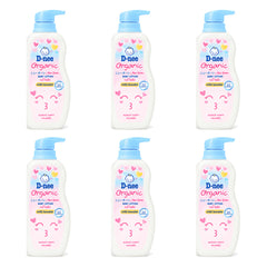 D-nee Organic Baby Lotion — 400 ml | 6 Packs — 6 identical retail packages on a white background; selected formula Always Happy
