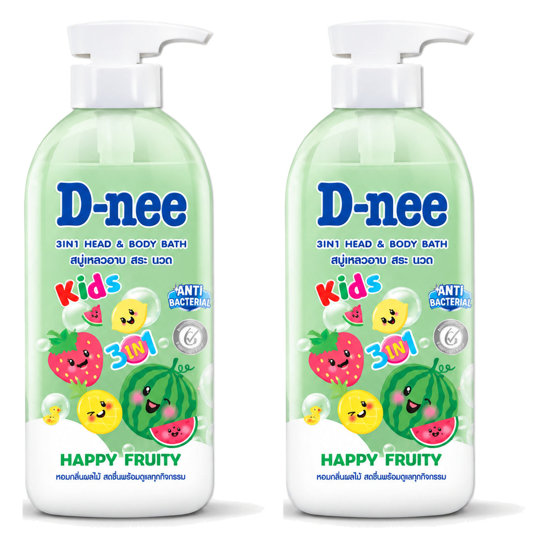 D-nee Kids 3-in-1 Hair & Body Bath — 450 ml | 2 Packs — 2 identical retail packages on a white background; selected formula Sakura Wind