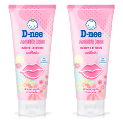 D-nee Body Lotion — 180 ml | 2 Packs — 2 identical retail packages on a white background; selected formula Angel Kiss