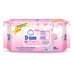 D-nee Organic Baby Wipes — 80 Sheets | 1 Pack — 1 identical retail packages on a white background; selected formula Sakura
