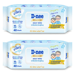 D-nee Deluxe Adult Wipes — 40 Sheets | 2 Packs — 2 identical retail packages on a white background