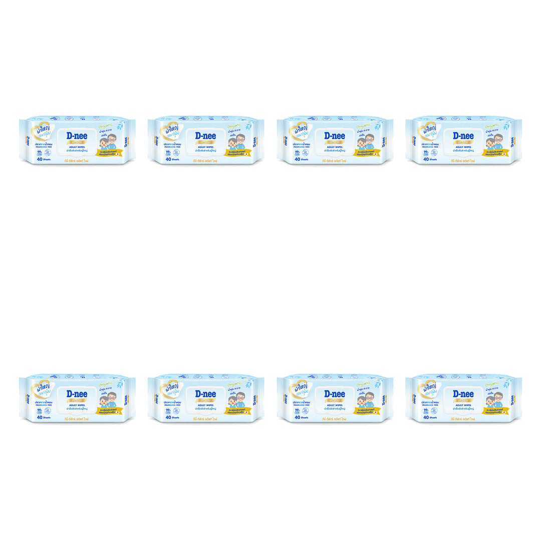 D-nee Deluxe Adult Wipes — 40 Sheets | 8 Packs — 8 identical retail packages on a white background