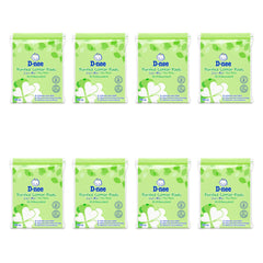 D-nee Purified Facial Cotton Pads — 45 g / 100 g | 8 Packs — 8 identical retail packages on a white background; selected formula 100 g