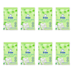 D-nee Purified Cotton Balls — 35 g / 90 g | 8 Packs — 8 identical retail packages on a white background; selected formula 35 g