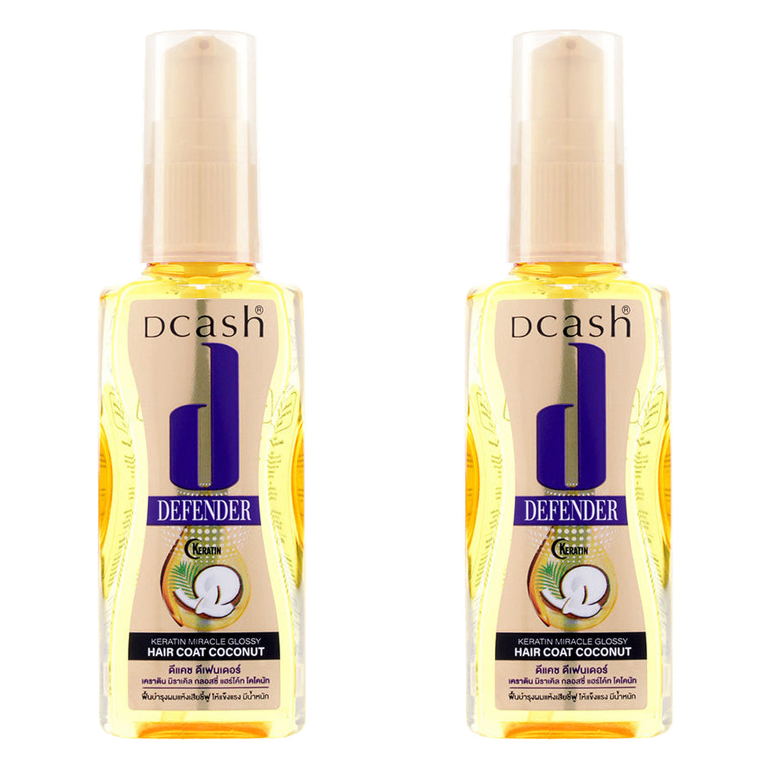 Dcash Defender Keratin Miracle Glossy Hair Coat Coconut 50/90 ml | 2 Packs — 2 identical retail packages on a white background